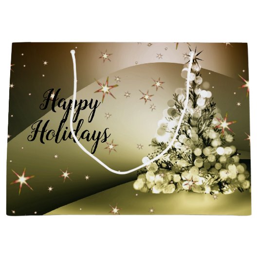 Weihnachts-Party Golden Tree Shiny Sparkle Große Geschenktüte (Vorderseite)