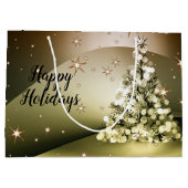 Weihnachts-Party Golden Tree Shiny Sparkle Große Geschenktüte (Rückseite)