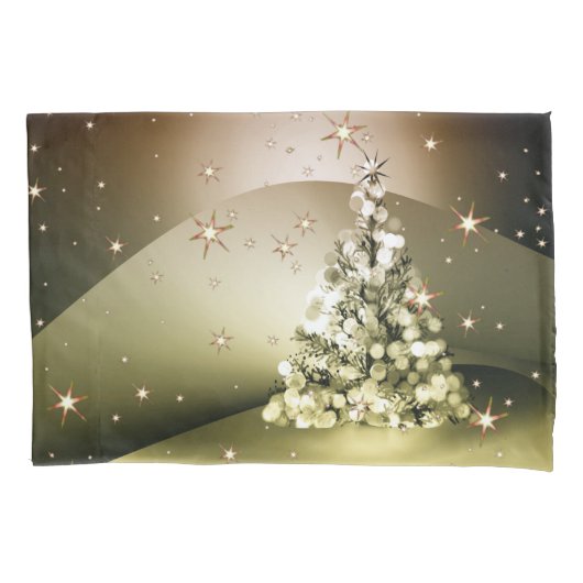 Weihnachts-Party Golden Tree Shiny Sparkle Kissenbezug (Vorderseite)