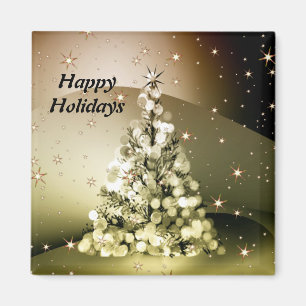 Weihnachts-Party Golden Tree Shiny Sparkle Magnet