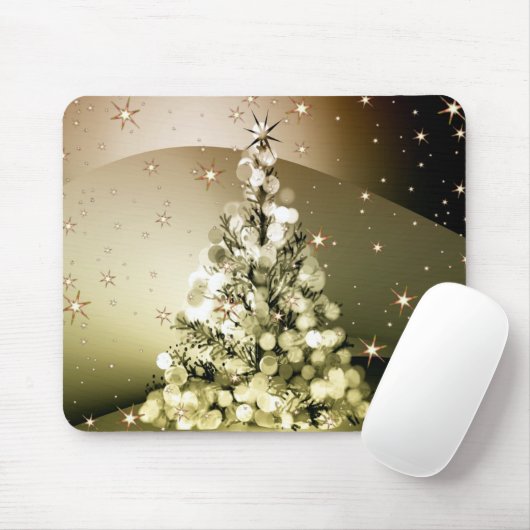 Weihnachts-Party Golden Tree Shiny Sparkle Mousepad (Mit Mouse)