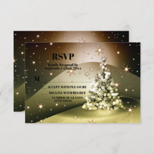 Weihnachts-Party Golden Tree Shiny Sparkle RSVP Karte