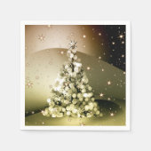 Weihnachts-Party Golden Tree Shiny Sparkle Serviette (Vorderseite)