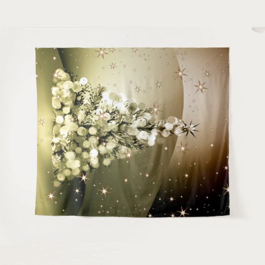 Weihnachts-Party Golden Tree Shiny Sparkle Wandteppich (Vorderseite (Horizontal))