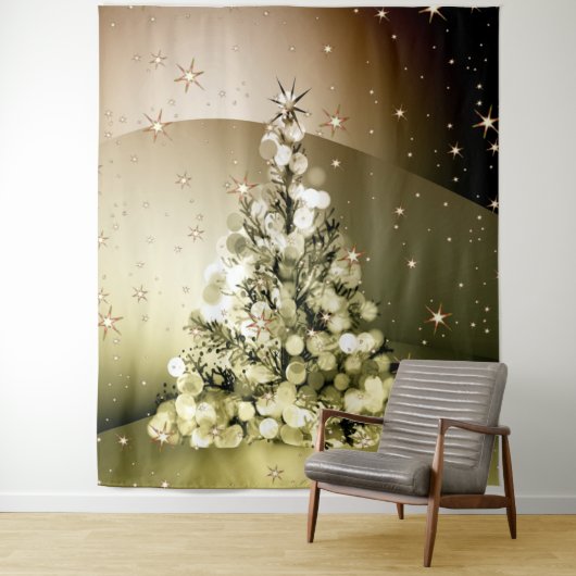 Weihnachts-Party Golden Tree Shiny Sparkle Wandteppich (Beispiel)
