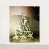 Weihnachts-Party Golden Tree Shiny Sparkle Wandteppich (Vorderseite)