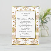 Weihnachts-Party Goldene Farbe Weiße Einladung (Stehend Vorderseite)