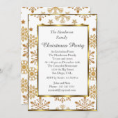 Weihnachts-Party Goldene Farbe Weiße Einladung (Vorne/Hinten)