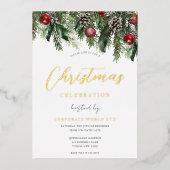 Weihnachts-Party Goldene Foil Einladung (Vorderseite)