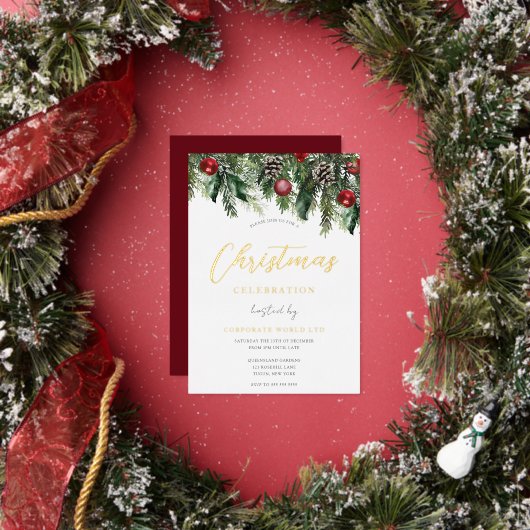 Weihnachts-Party Goldene Foil Einladung (Insitu)