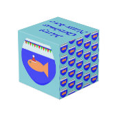 Weihnachts-Party Goldfish Custom Foto Cube Würfel (Rückseite Schrägansicht)