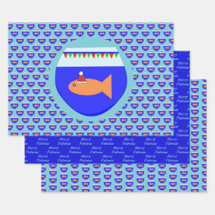 Weihnachts-Party Goldfish Custom Geschenkpapier Set