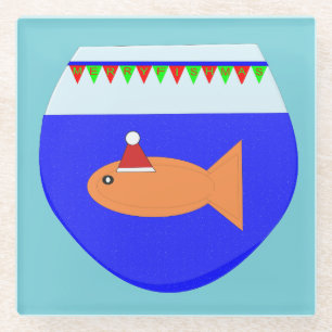 Weihnachts-Party Goldfish Custom Glass Untersetzer