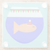 Weihnachts-Party Goldfish Custom Glass Untersetzer (Rückseite)