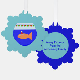 Weihnachts-Party Goldfish Custom Ornament Karte