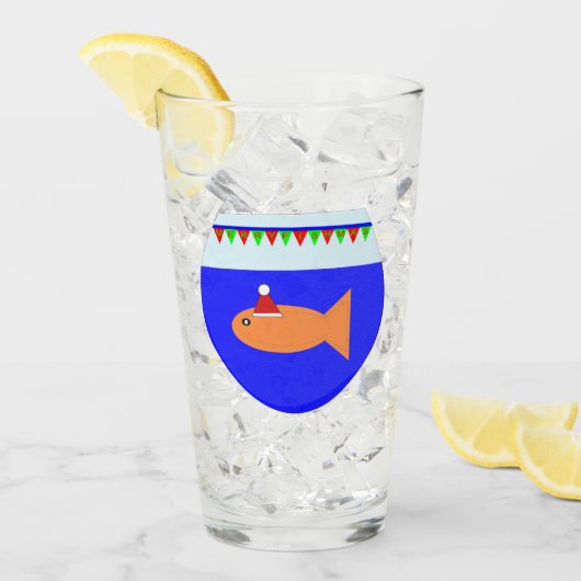 Weihnachts-Party Goldfish Glas (Vorderseite Ice)