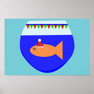 Weihnachts-Party Goldfish Poster