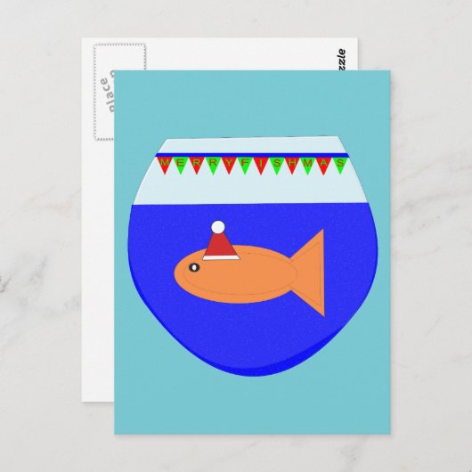 Weihnachts-Party Goldfish Postkarte (Vorne/Hinten)