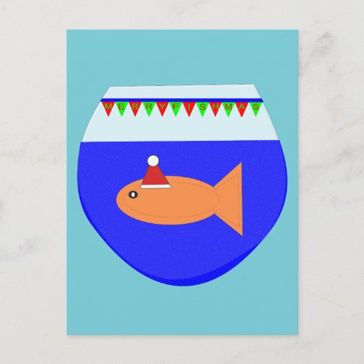 Weihnachts-Party Goldfish Postkarte (Vorderseite)