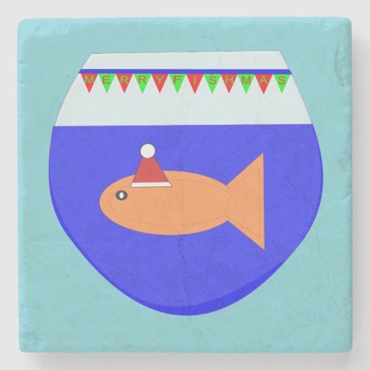 Weihnachts-Party Goldfish Steinuntersetzer (Vorderseite)
