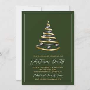 Weihnachts-Party Green Gold Tree Einladung