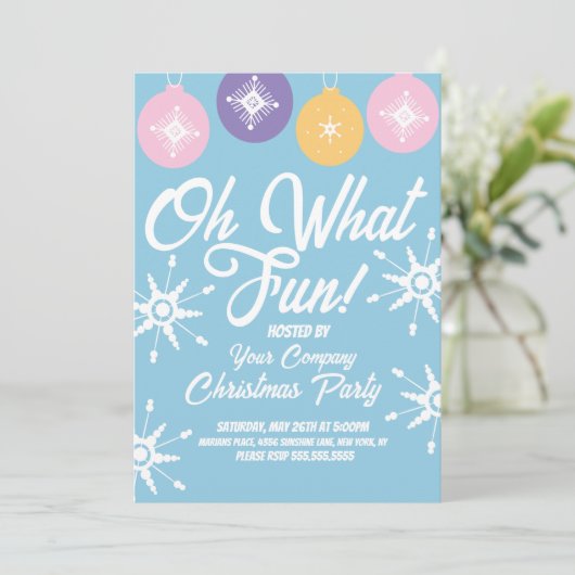 Weihnachts-Party Groovy Ornamente Schneeflocken Einladung (Stehend Vorderseite)