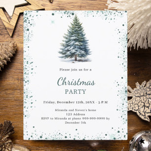 Weihnachts-Party grün handgezeichnet Einladung
