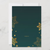 Weihnachts Party Grün und Gold Einladung (Rückseite)