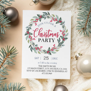 Weihnachts-Party Grün und Rot Einladung