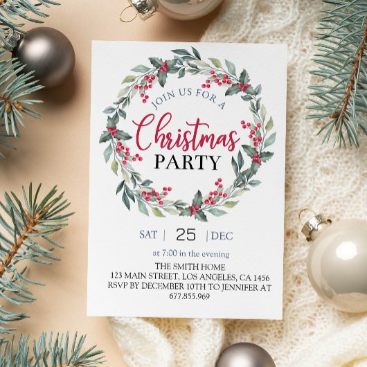Weihnachts-Party Grün und Rot Einladung
