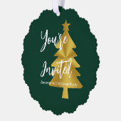 Weihnachts-Party Grün Weiß und Gold Einladung (Links)