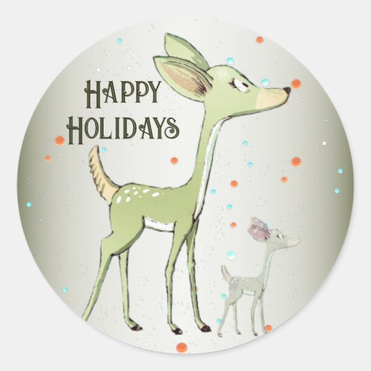 Weihnachts-Party Grüne Hirsche Urlaub Niedlich Runder Aufkleber (Vorderseite)