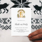Weihnachts-Party-Grüngoldtür weiß Einladung