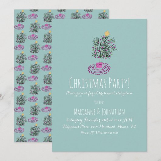 Weihnachts-Party Hand gezeichnet Weihnachtsbaum Do Einladung (Vorne/Hinten)