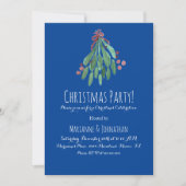 Weihnachts Party Hand Wasserfarben Tree und Bow Bl Einladung (Vorderseite)