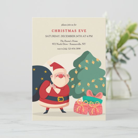 Weihnachts-Party Handgezeichnete Einladungen (Stehend Vorderseite)