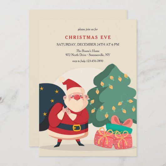 Weihnachts-Party Handgezeichnete Einladungen (Vorne/Hinten)