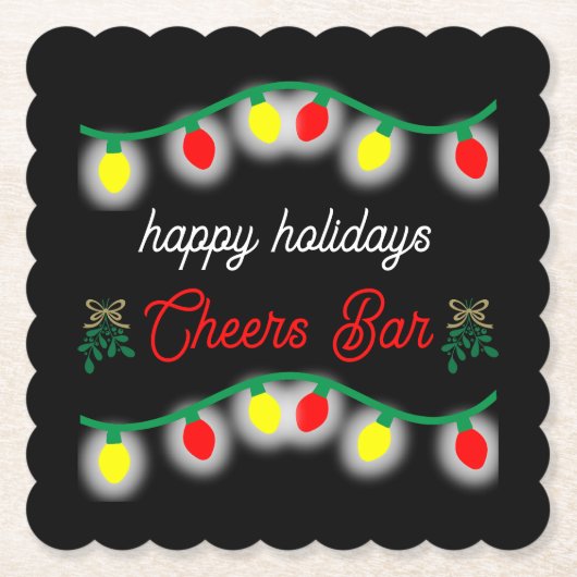 Weihnachts-Party Happy Hour Werbeaktion Untersetzer (Vorderseite)