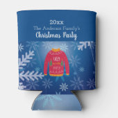 Weihnachts-Party hässlich Pullover rot-blauen Schn Dosenkühler (Rückseite)