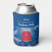 Weihnachts-Party hässlich Pullover rot-blauen Schn Dosenkühler (Kanne Rückseite)