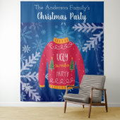 Weihnachts-Party hässlich Pullover rot-blauen Schn Wandteppich (Beispiel)