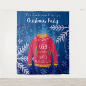 Weihnachts-Party hässlich Pullover rot-blauen Schn Wandteppich (Vorderseite)