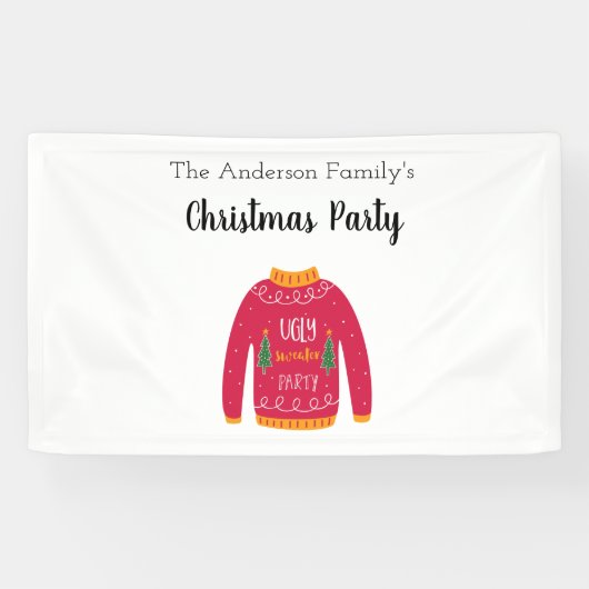Weihnachts Party hässlich Pullover rot weiß Banner (Horizontal)