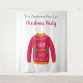 Weihnachts-Party hässlich Pullover rot Weiß Spaß Wandteppich (Vorderseite)