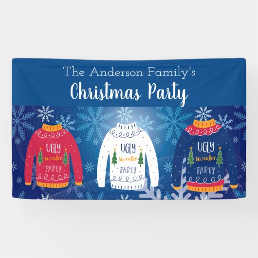 Weihnachts-Party hässlich Pullover Rotschnee Winte Banner (Horizontal)
