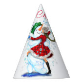 Weihnachts Party Hat Snowman und Girl Dance Partyhütchen (Vorderseite)