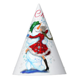 Weihnachts Party Hat Snowman und Girl Dance Partyhütchen