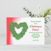 Weihnachts-Party Herzkranz Einladung (Stehend Vorderseite)