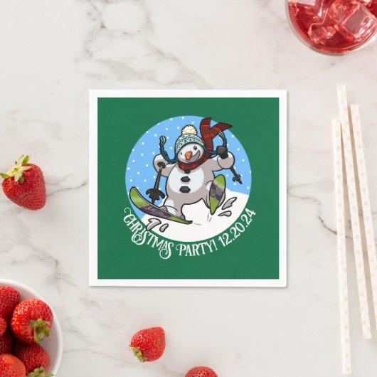 Weihnachts-Party hinzufügen das Datum Skifahren Sc Serviette (Beispiel)