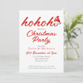 Weihnachts-Party Ho Ho Ho Weihnachtsmannmütze Einladung (Stehend Vorderseite)